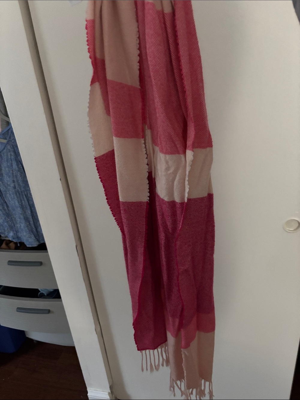 Banana Republic Pink and Cream Striped Lightweight Scarf